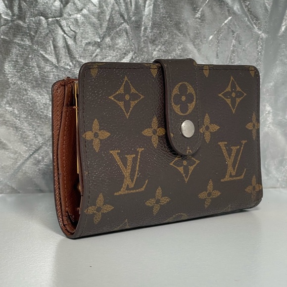 Auth Vintage 1998 LOUIS VUITTON Viennois Kisslock Wallet Coin Pouch Purse Canvas - Picture 2 of 16